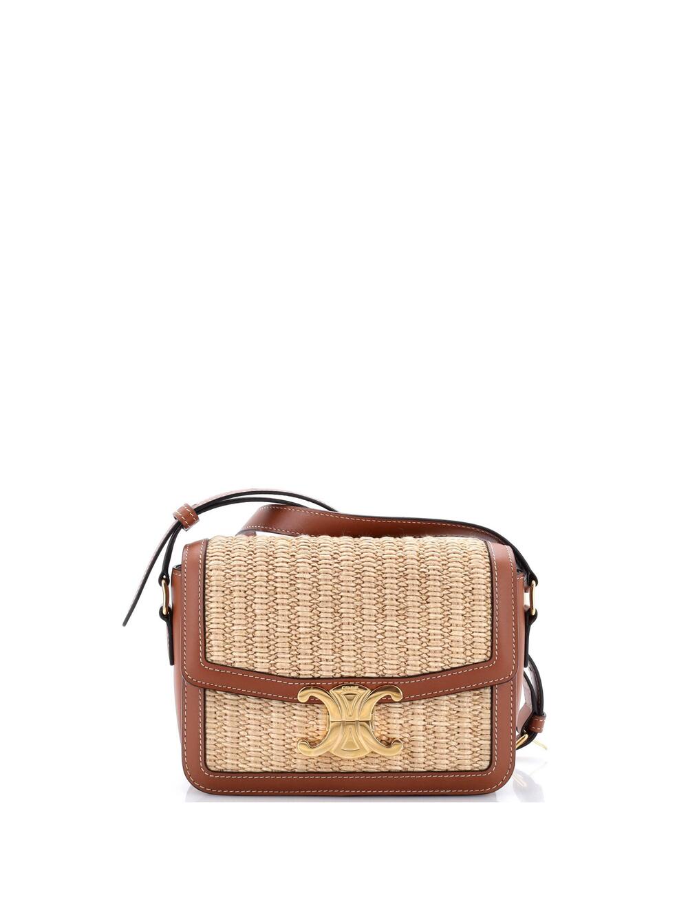 Celine Triomphe Shoulder Bag Raffia #342721C23B